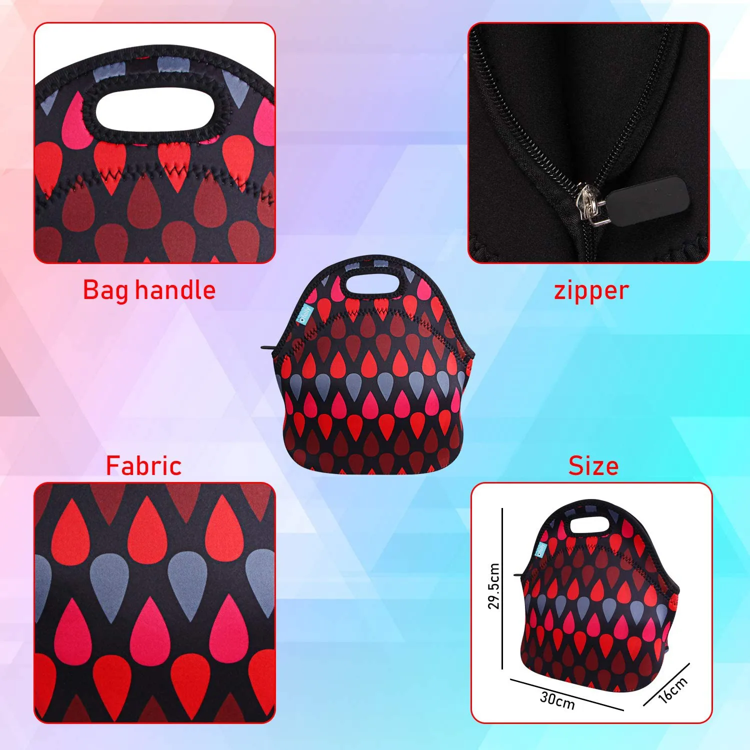 Lunch Tote, OFEILY Lunch boxes Lunch bags with Fine Neoprene Material Waterproof Picnic Lunch Bag Mom Bag (Leaf)
