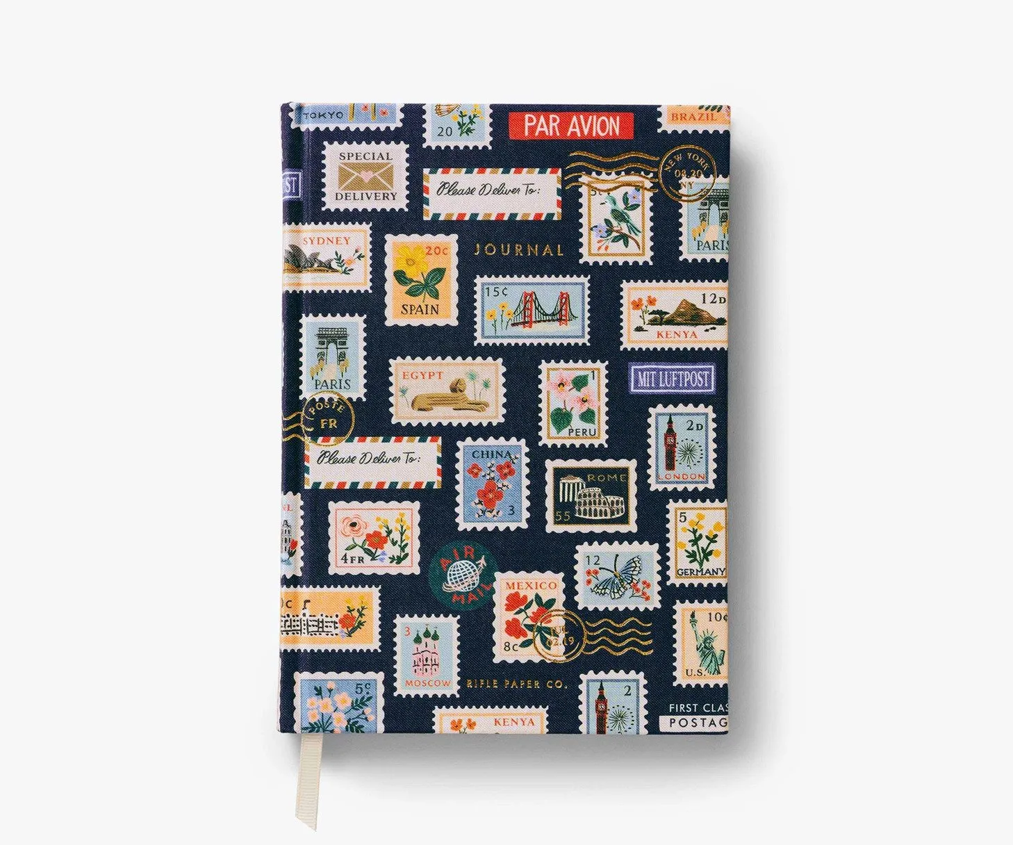 Postage Stamps Fabric Notebook - Lined